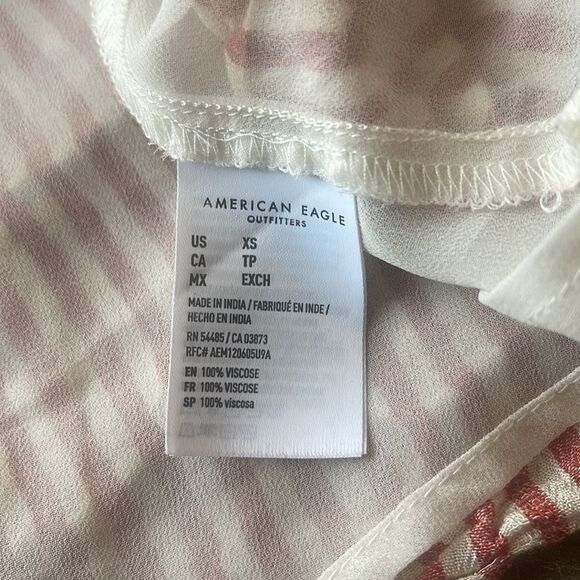 American Eagle Womens XS Flowy Striped Cap Sleeve Short Tiered Dress Red White - Picture 8 of 11